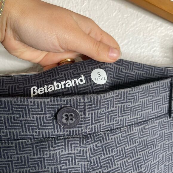 Betabrand Gray Patterned Blue Work Attire Comfort Trousers Size Small Petite - Picture 3 of 4